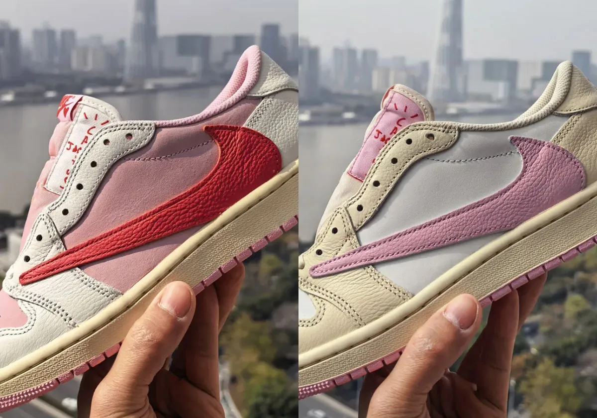 Újabb képek a Travis Scott x Air Jordan 1 Low OG „Pink Pack” cipőről
